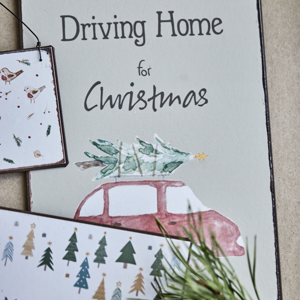 Driving Home for Christmas Metal Plaque 20cm | Annie Mo's
