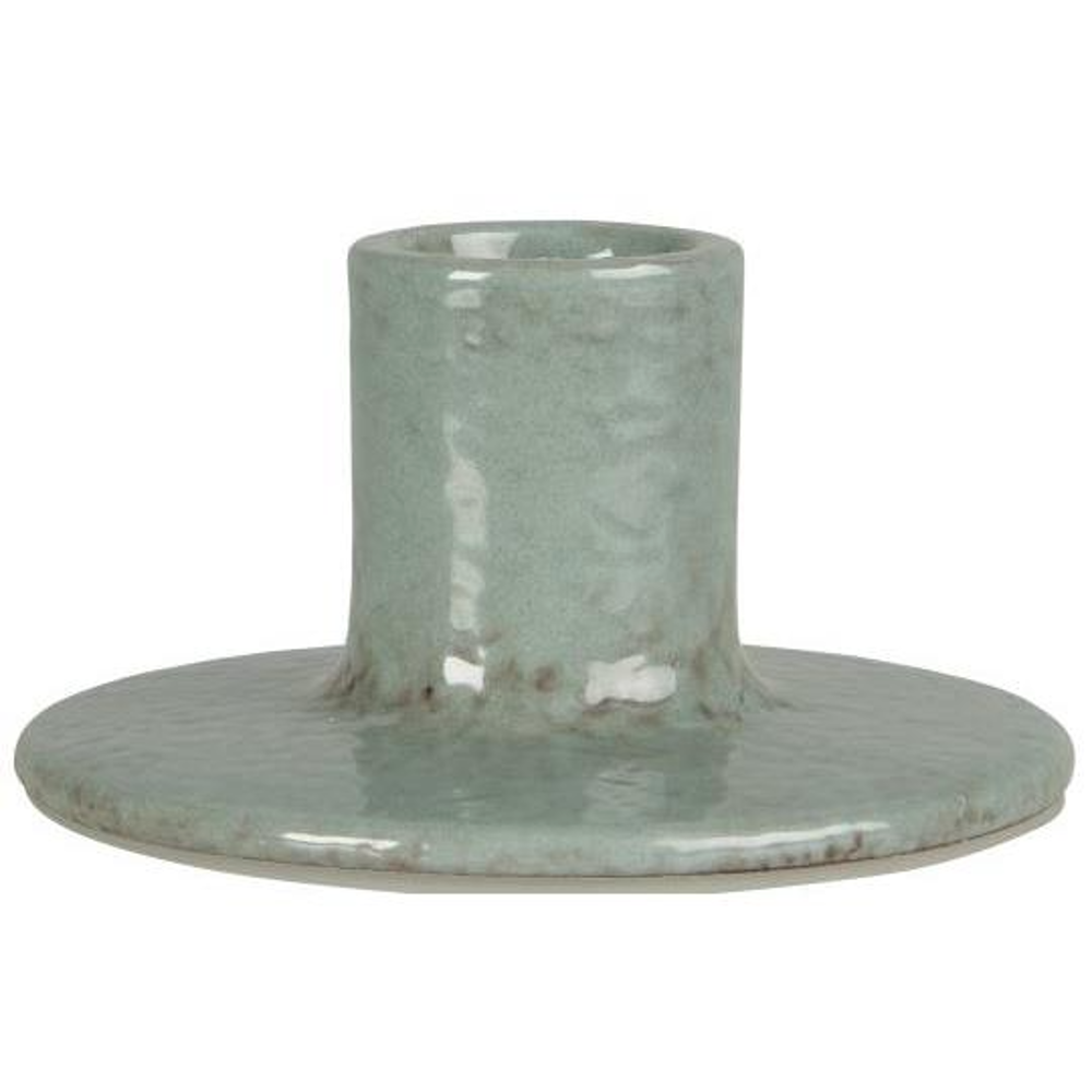 Dusty Blue Stoneware Candle Holder for Dinner Candles | Annie Mo's