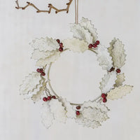 White Holly Wreath with Red Berries 14cm | Annie Mo's