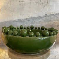 Emmerdale Green Bowl with Balls on Rim | Annie Mo's Room Shot