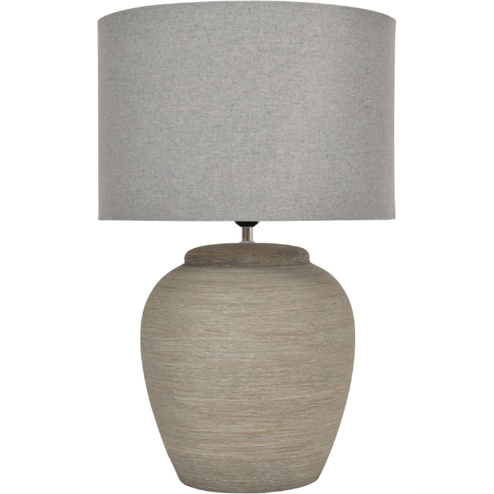 Etched Grey Small Ceramic Lamp with Shade 43cm | Annie Mo's