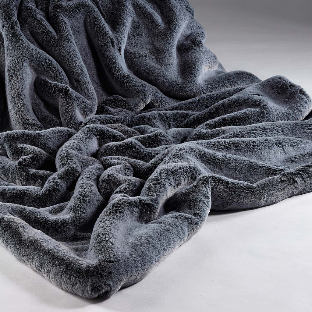 Faux Fur Throw  - Frosted Gunmetal | Annie Mo's