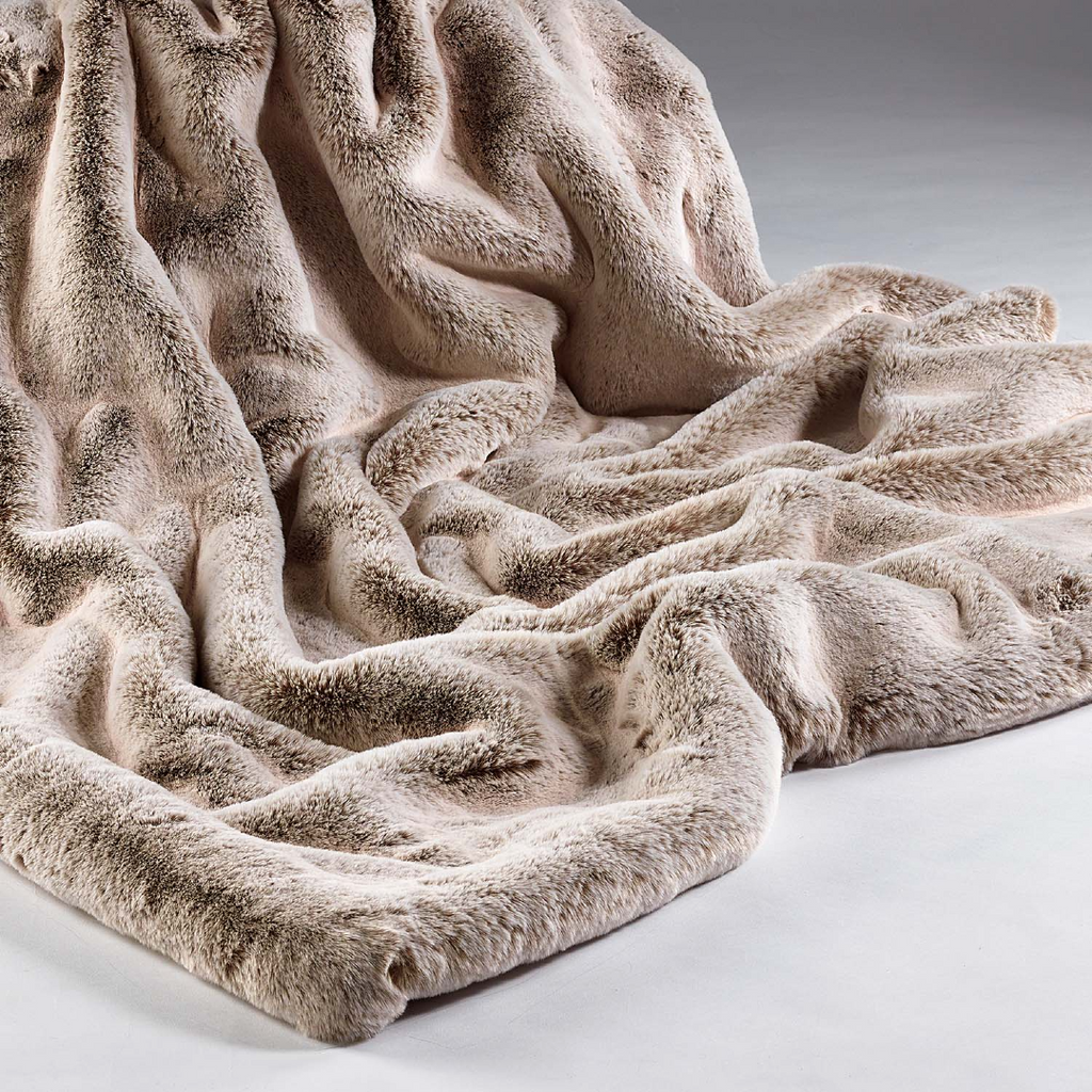 Faux Fur Throw  - Frosted Light Brown | Annie Mo's