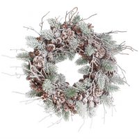 Frosted Pine Wreath with Twigs and Cones 40cm | Annie Mo's
