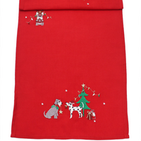 Furry Friends Christmas Red Table Runner | Annie Mo's