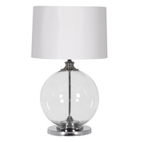 Glass Ball Lamp with Linen Shade 75cm | Annie Mo's