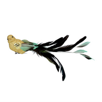 Gold Glitter and Green Feather Bird Clip 24cm | Annie Mo's