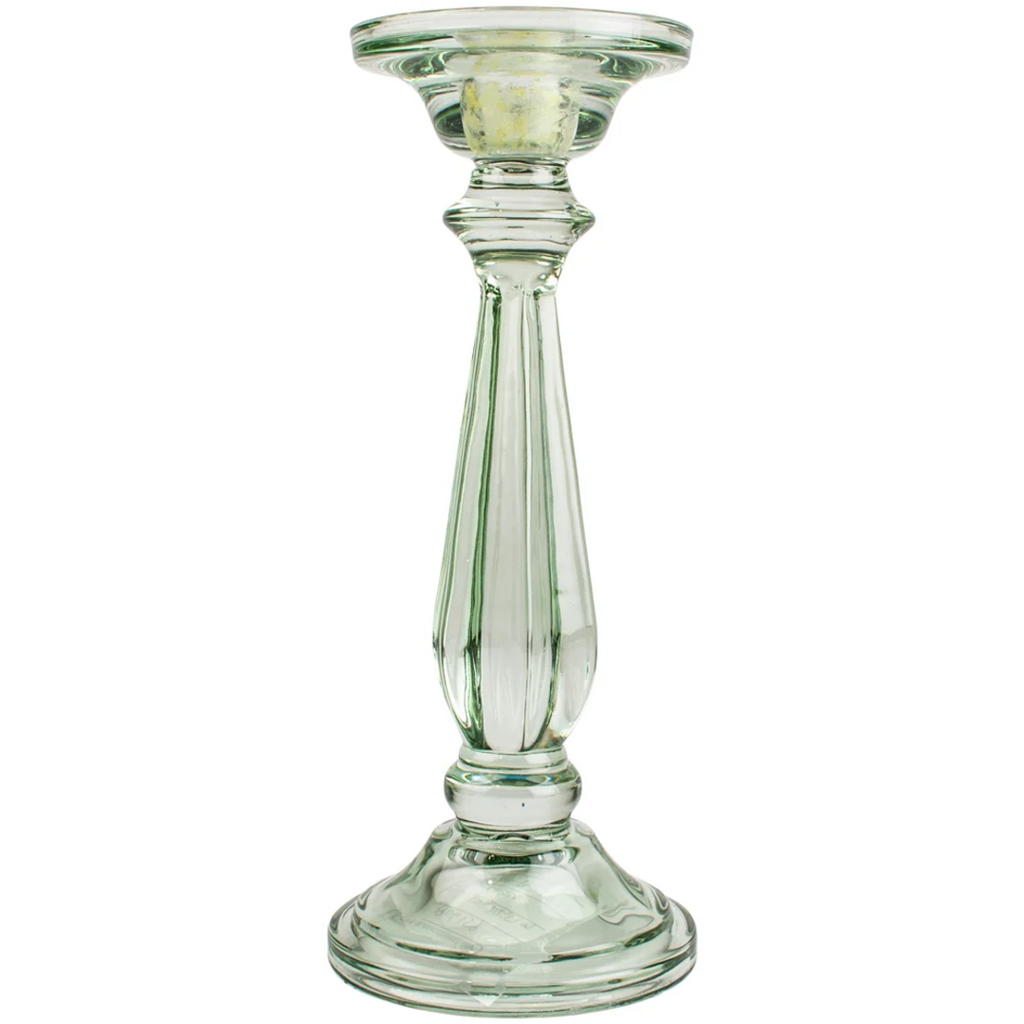 Green Glass Candlestick 24cm | Annie Mo's