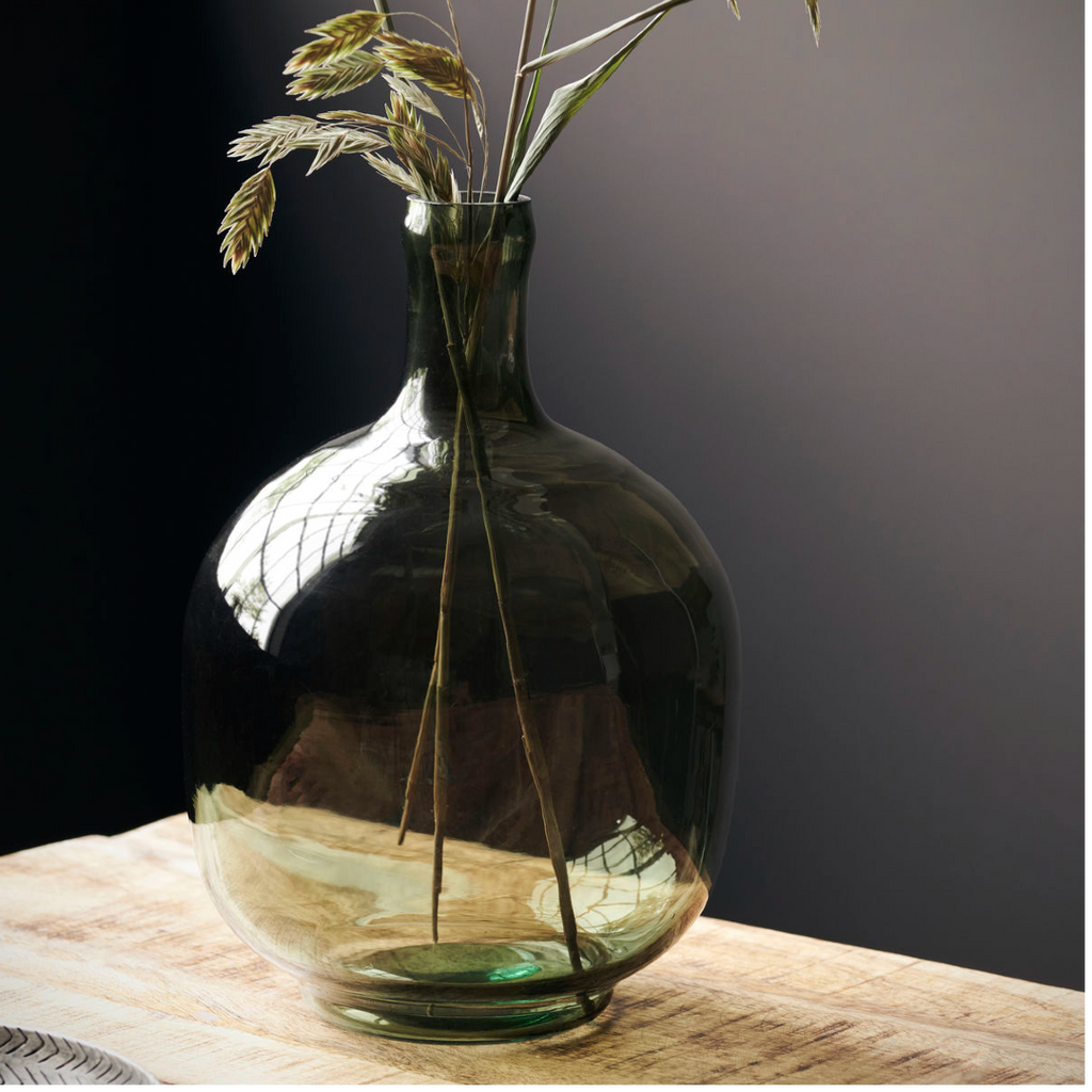 Green Glass Vase 31cm | Annie Mo's