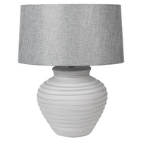 Grey Ribbed Lamp with Shade 50cm | Annie Mo's