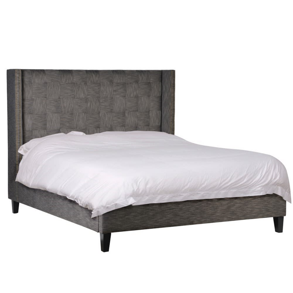 Grey Weaved Effect Headboard 6ft Super King-Size Bed