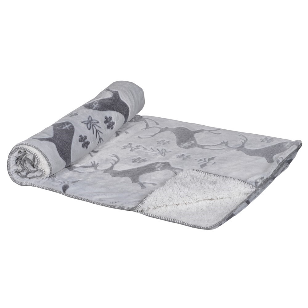 Grey and White Cosy Christmas Throw 150cm x 130cm | Annie Mo's