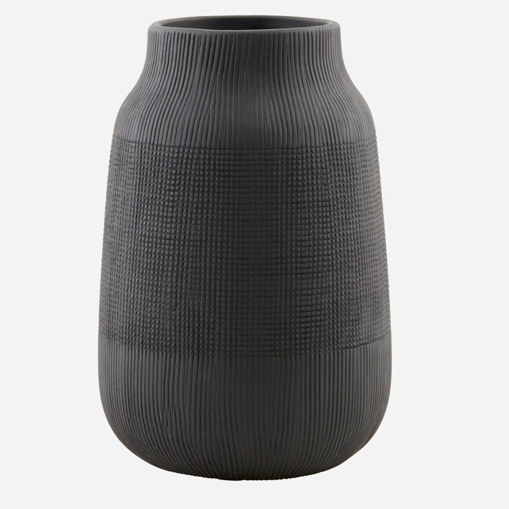 Grooved Black Vase 22cm