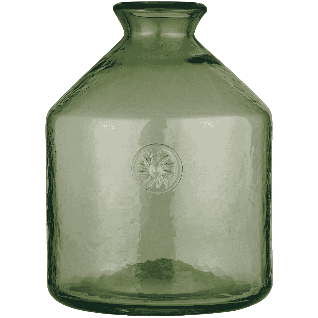 Handblown Green Glass Bottle Vases - Size Choice