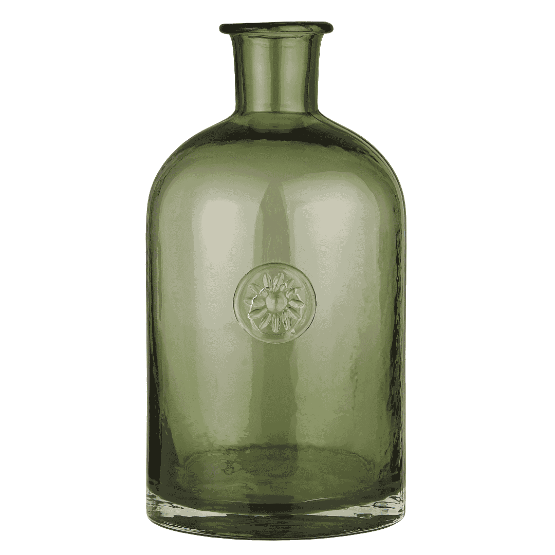 Handblown Green Glass Bottle Vases - Size Choice
