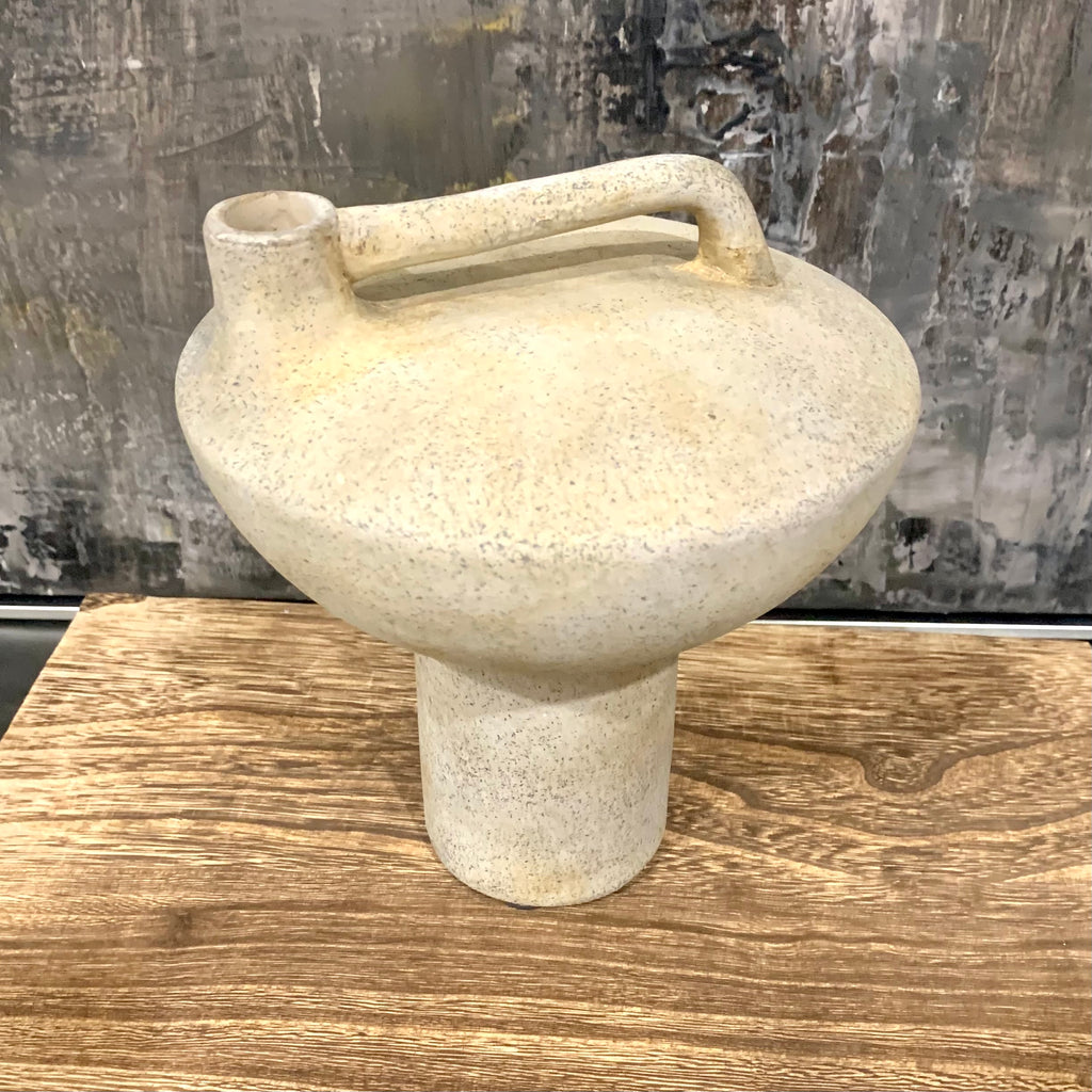 Distressed Terracotta Vase with Handle 19cm