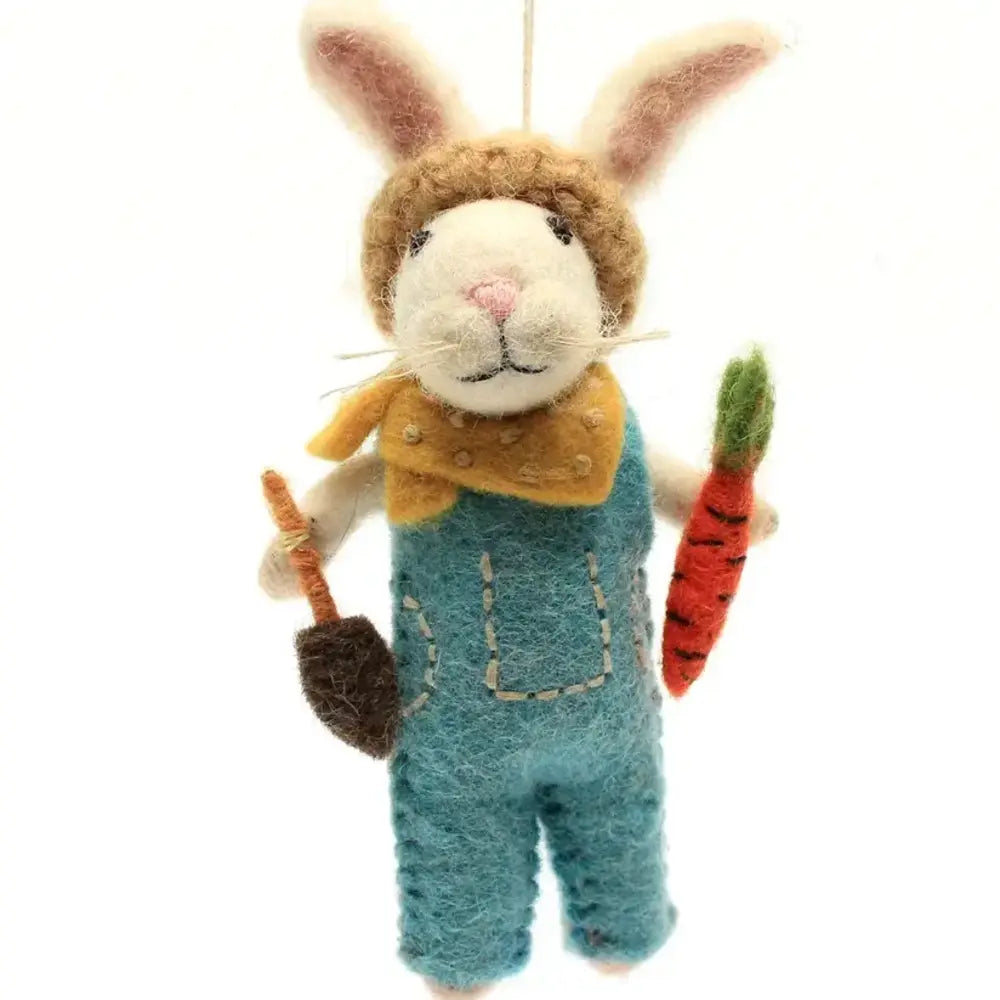 Bunny with Trowel and Carrot Decoration 12cm | Annie Mo's