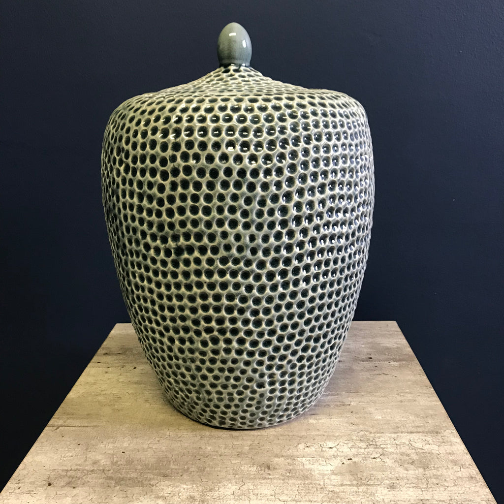 Khaki Dimpled Ceramic Jar 38cm