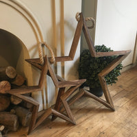 Set of Two Hanging Wooden Stars