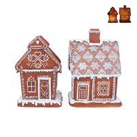 Iced Two Assorted LED Gingerbread Houses 16cm | Annie Mo's