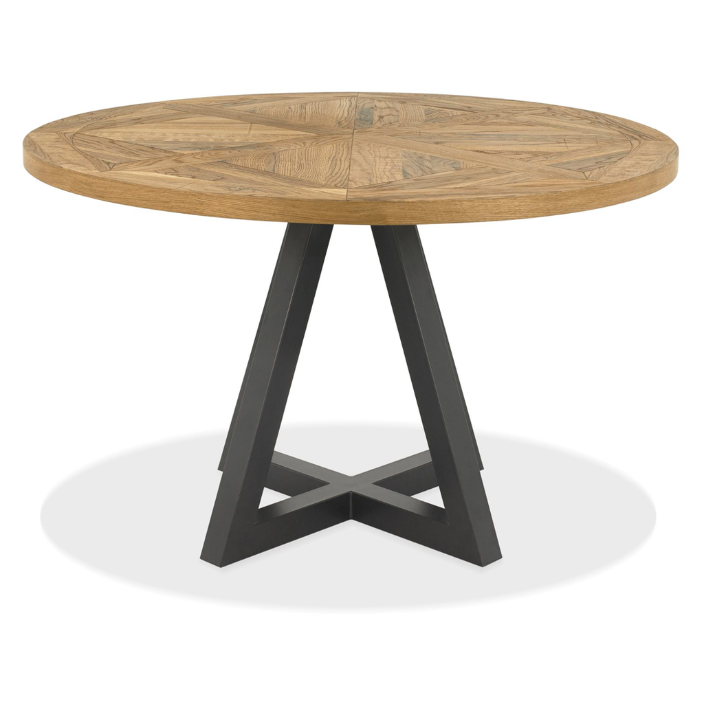 Indus Rustic Oak Circular Dining Table