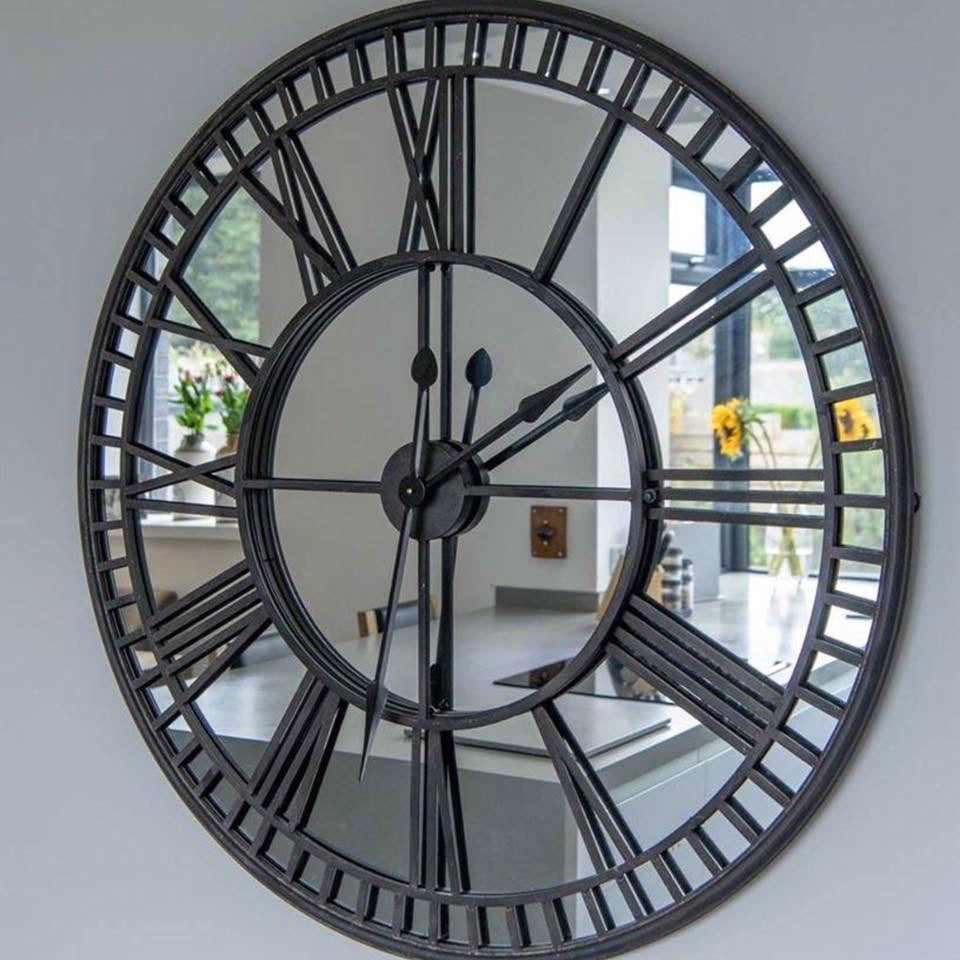 Iron Mirrored Wall Clock 106cm D