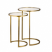 Iron and  Glass Side Table Set - Brass 60cm