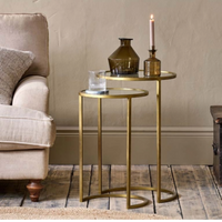 Iron and  Glass Side Table Set - Brass 60cm