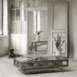 Iron and Oak Glass Coffee Table 136cm | Annie Mo's