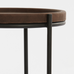 JAIRO Brown Leather and Black Metal Nesting Tables 53cm