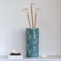 Emerald Green Glazed Ceramic Umbrella Stand 45cm | Annie Mo's