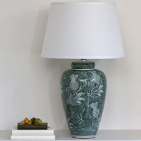 Sage Lamp with Thistle Design with White Shade 70cm | Annie Mo's