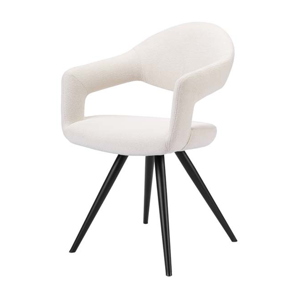 Jasmine  Carver Dining Chair - White Boucle | Annie Mo's
