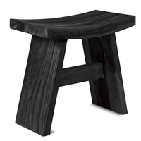 KING Solid U Shaped Black Reclaimed Teak Stool 45cm | Annie Mo's