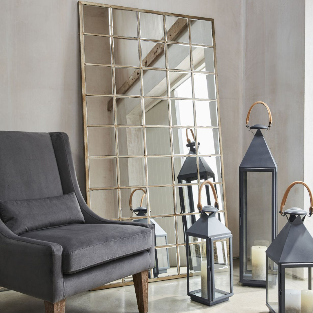 Large Floor Standing Window Pane Mirror - 180cm