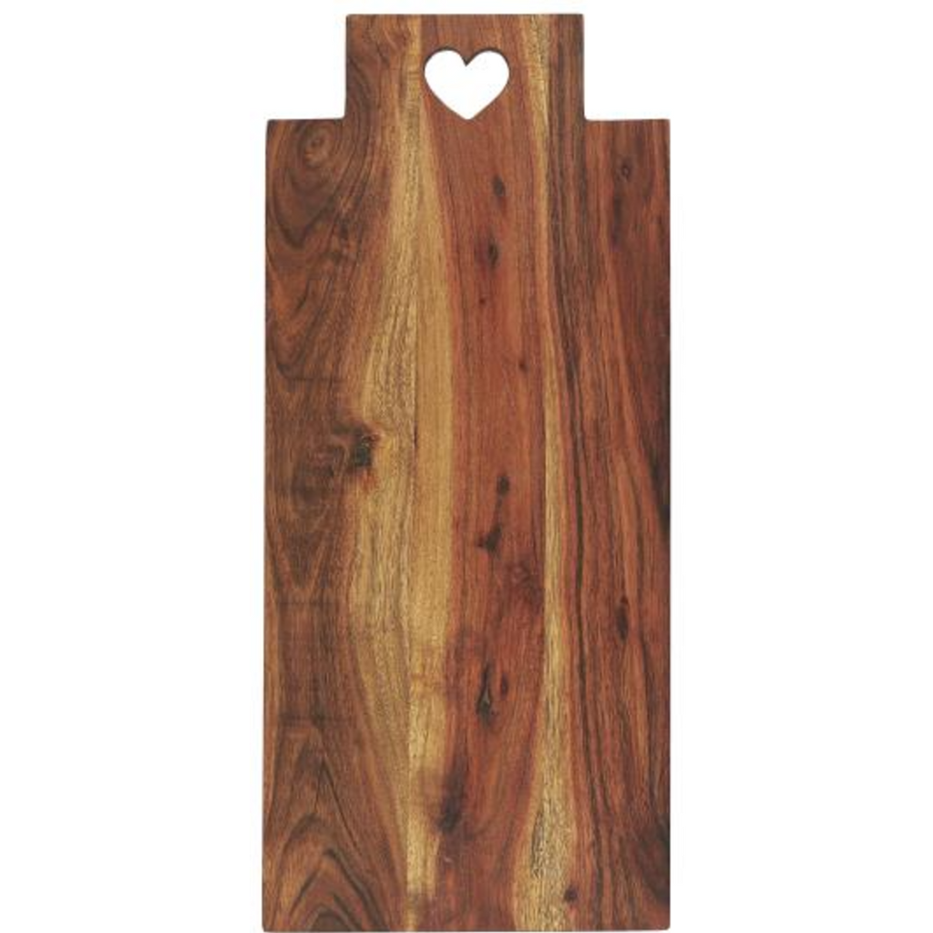 Large Oiled Acacia Cutting Board with Heart 48cm