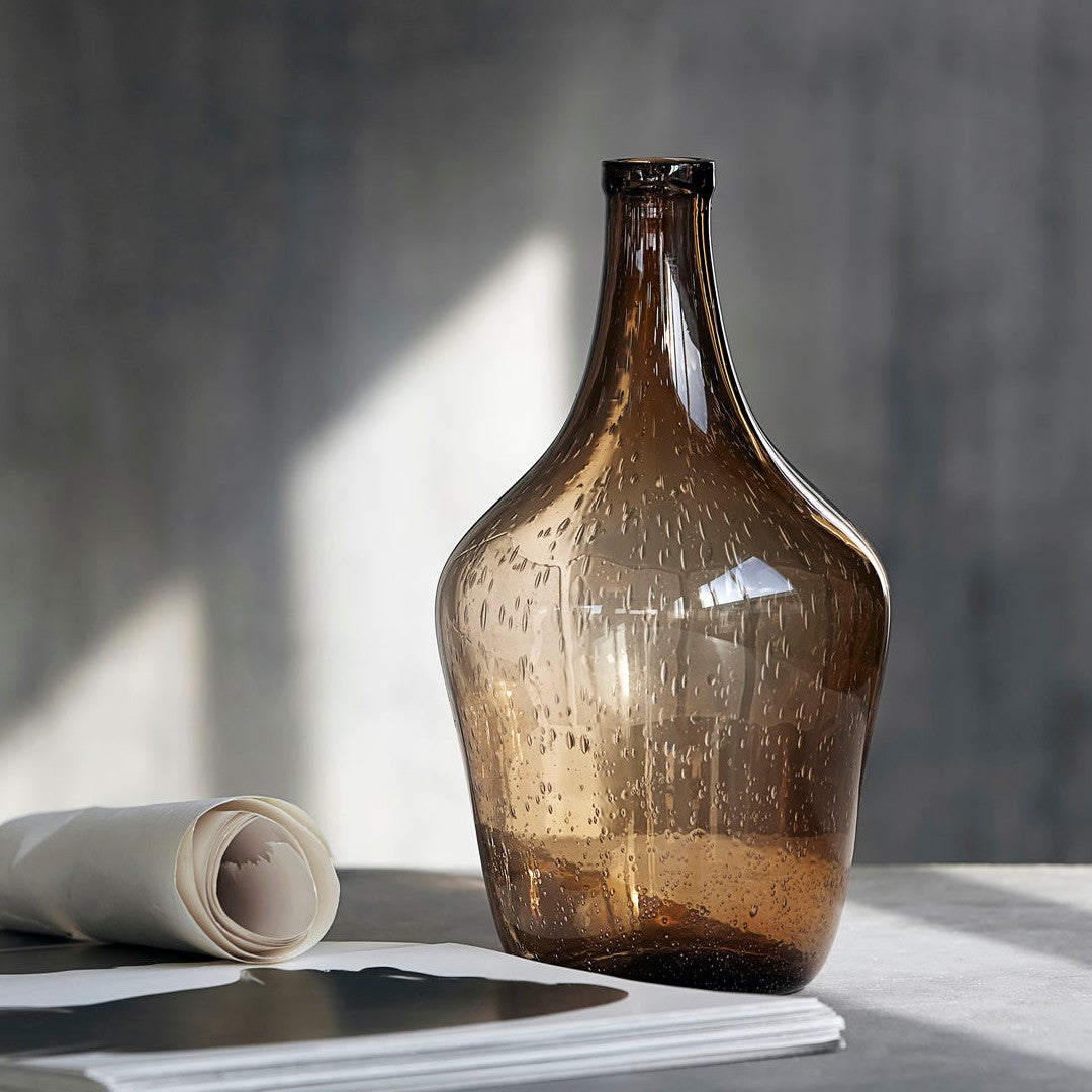Large Recycled Brown Glass Bottle Vase 41cm | Annie Mo's