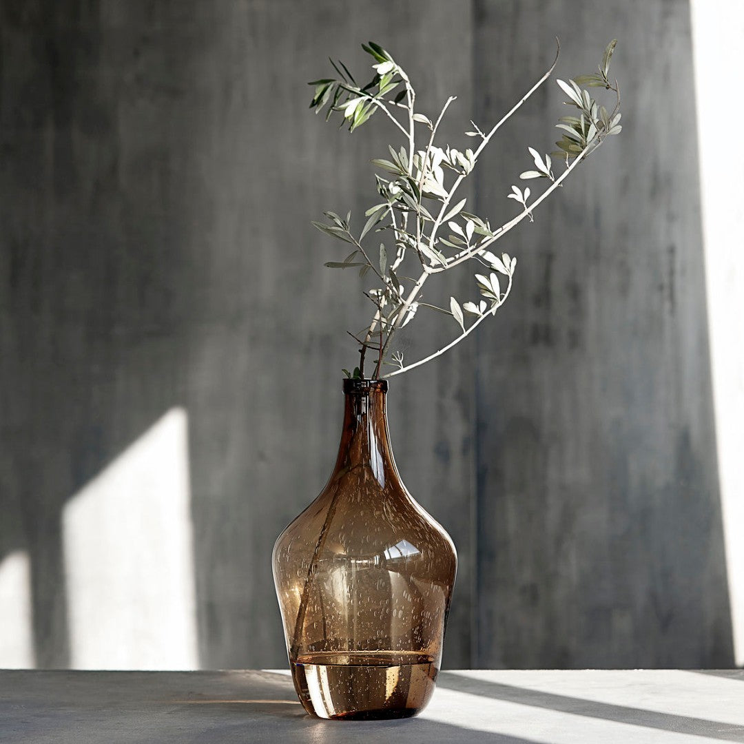 Large Recycled Brown Glass Bottle Vase 41cm
