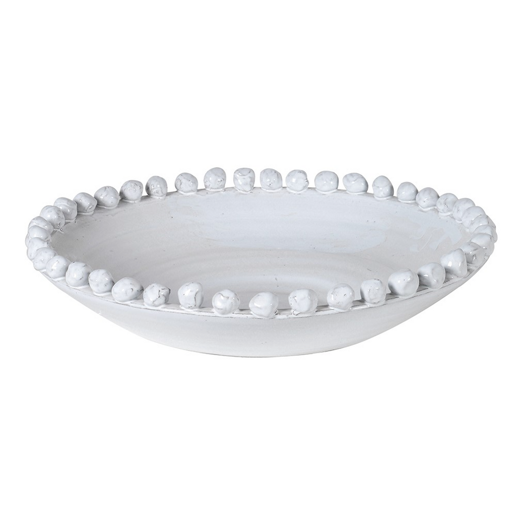 Large White Bobble Edged Bowl 40cm | Annie Mo's