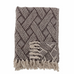 Light Grey Patterned Recycled Cotton Fringed Throw 160cm x 130cm