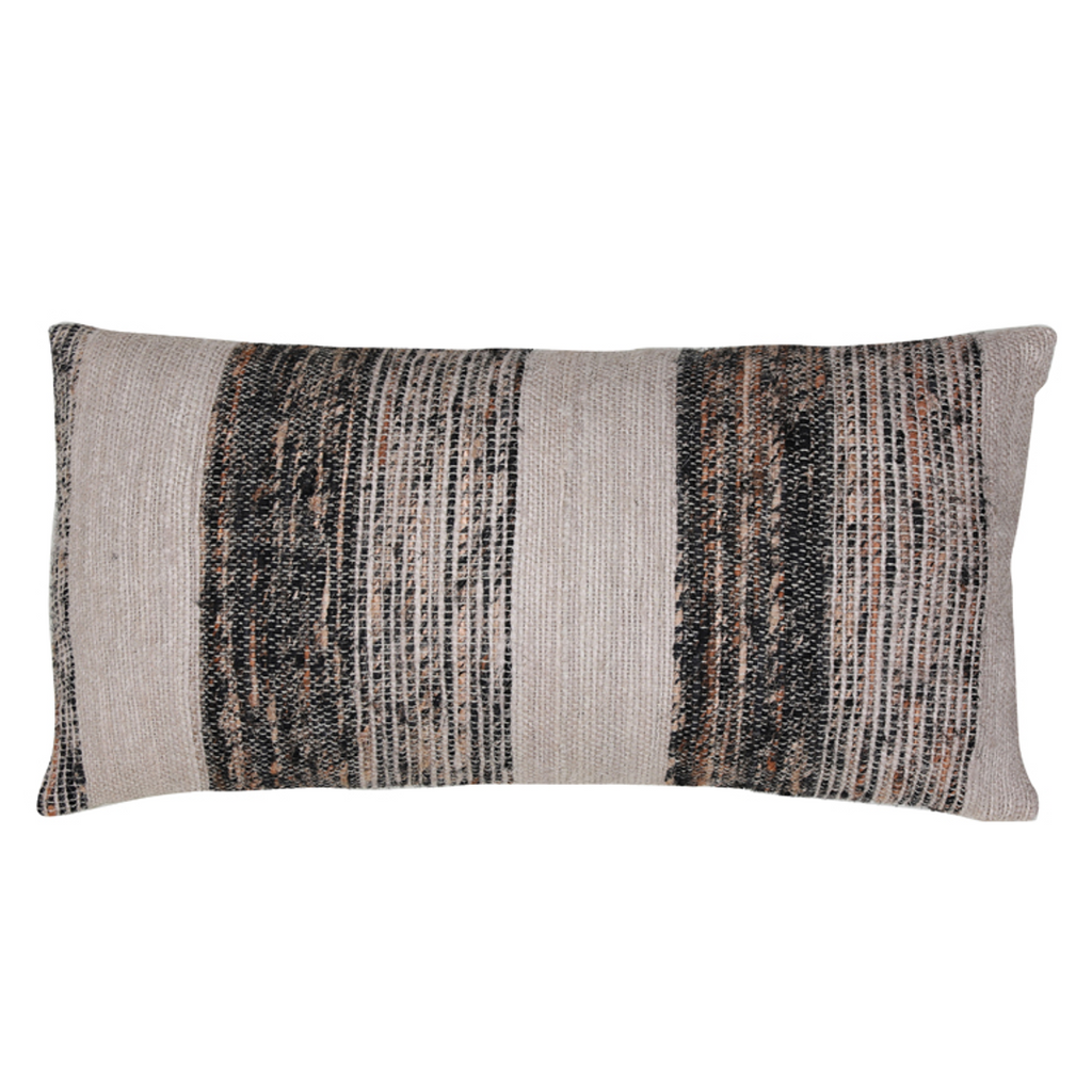 Light and Dark Brown Textured Stripe Cushion 60x30cm | Annie Mo's