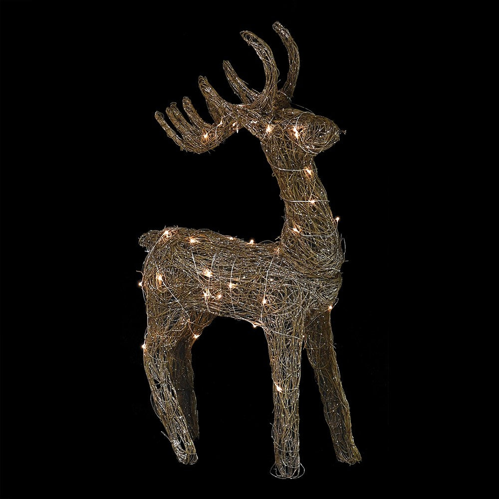 Champagne Rattan Lit Deer - Very Large 105cm | Annie Mo's