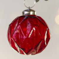 Diamond Cut Bauble Red 6.5cm | Annie Mo's
