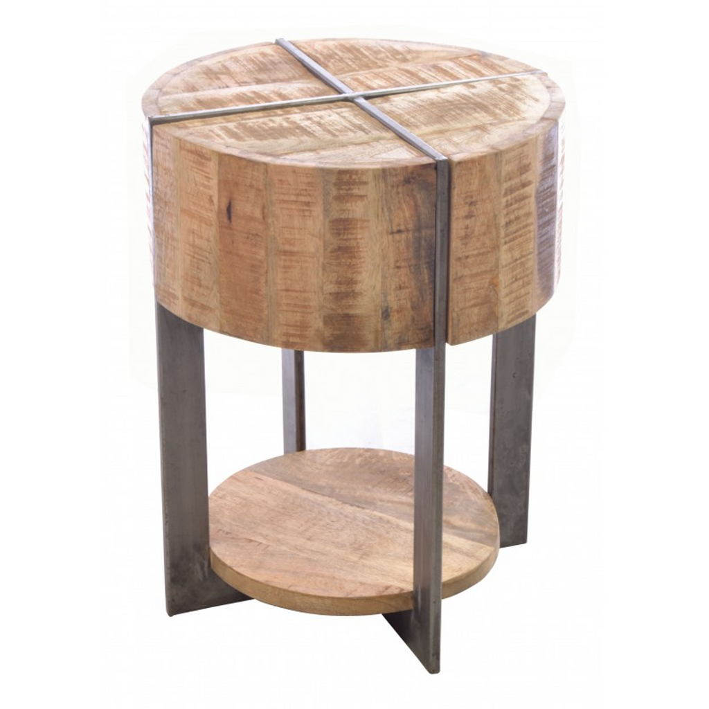 Mango Wood and Metal Lamp Table 35cm | Annie Mo's