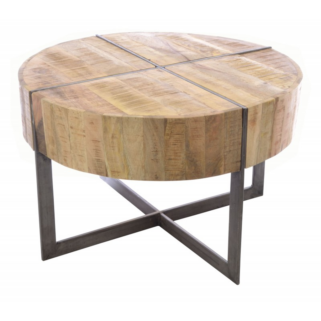 Mango Wood and Metal Round Coffee Table 70cm | Annie Mo's
