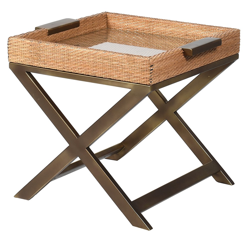 Mateo Cross Leg Rattan Side Table 56cm | Annie Mo's