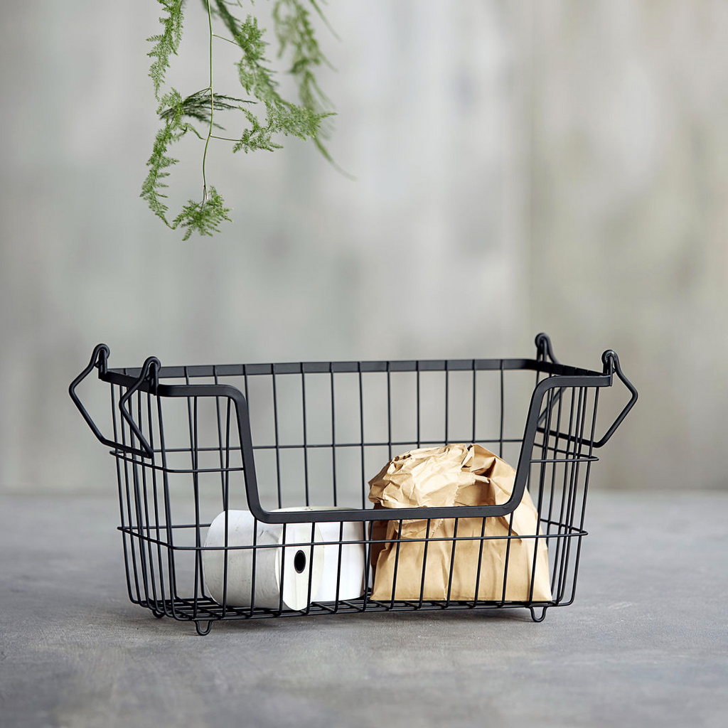 Matt Black Stackable Wire Basket 32cm