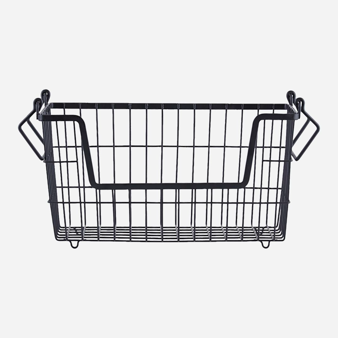 Matt Black Stackable Wire Basket 32cm