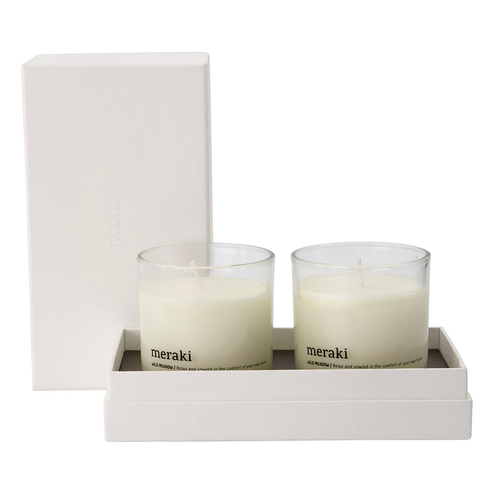 Meraki White Meadow Scented Candles Set of Two Gift Set | Annie Mo's