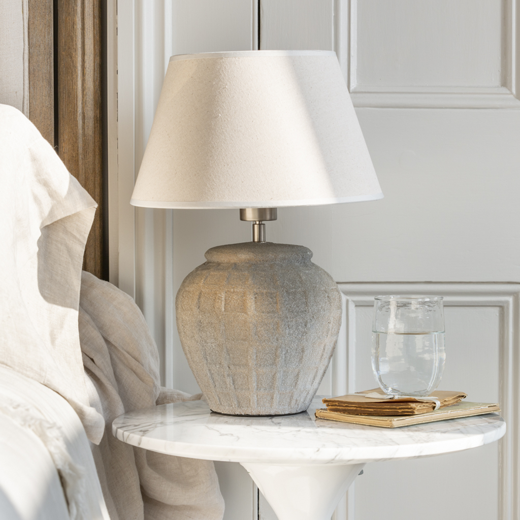 Minerva Stoneware Lamp with Cream Shade 40cm | Annie Mo's